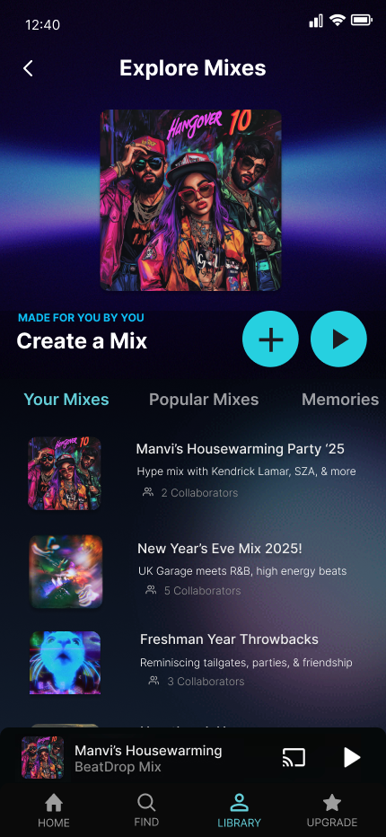 BeatDrop — Mix Playing screen