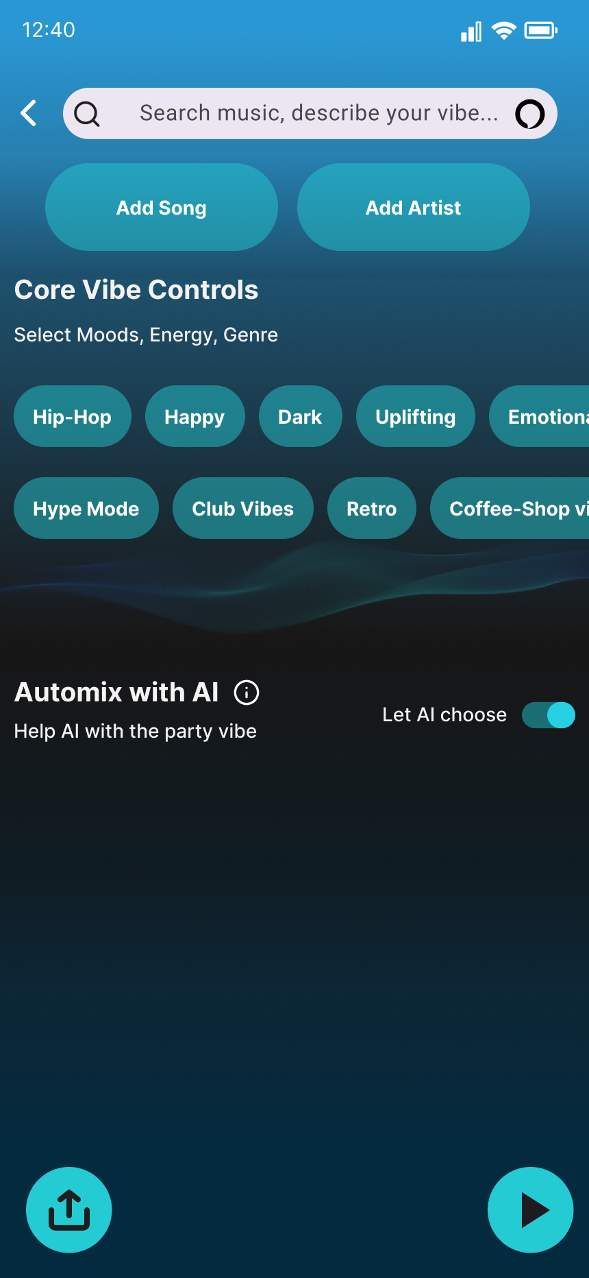 New Mix — Automix with AI toggled on