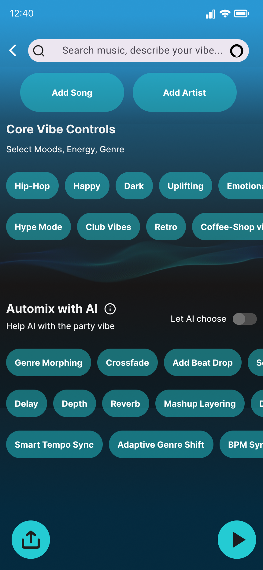 BeatDrop — New Mix screen