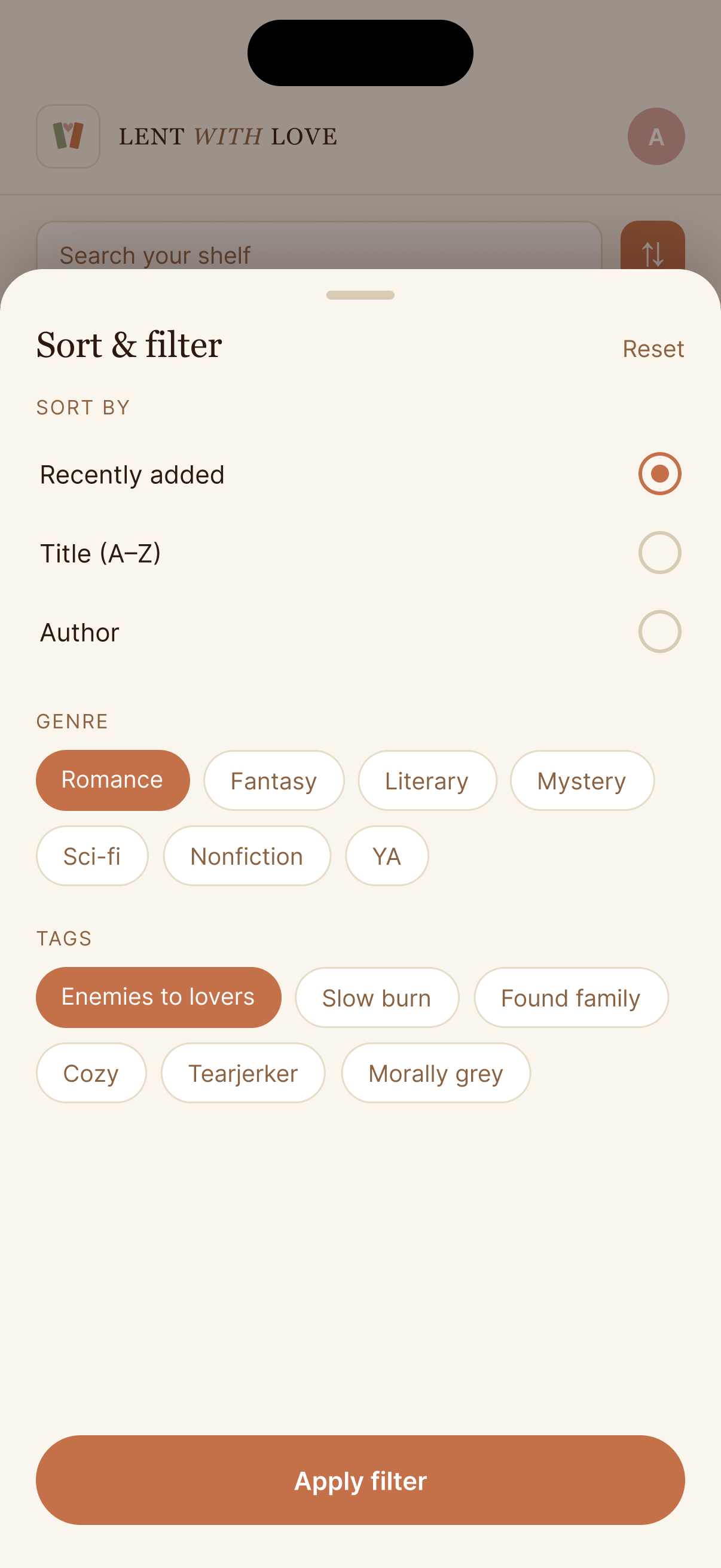 Lent With Love: sort and filter the library
